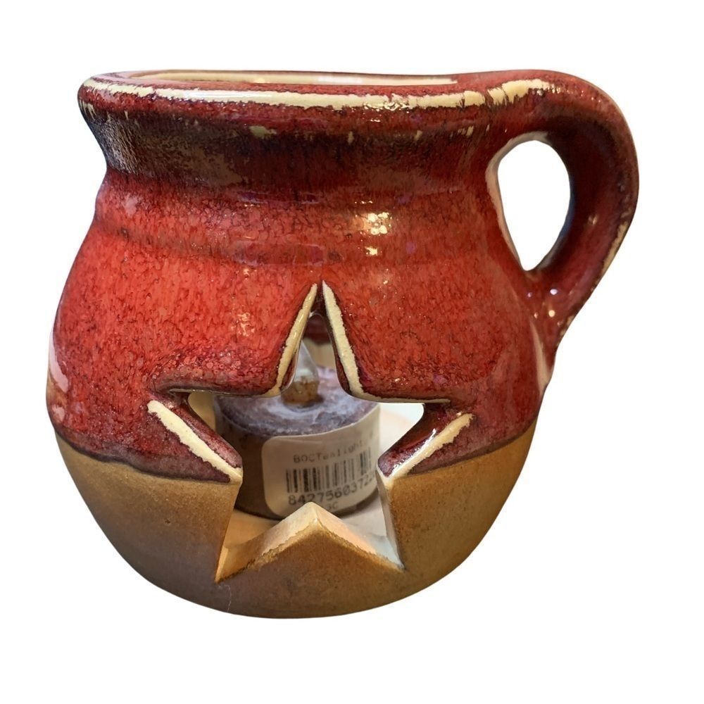 🆕Candle Holder Maroon and Tan Tea Light Candle